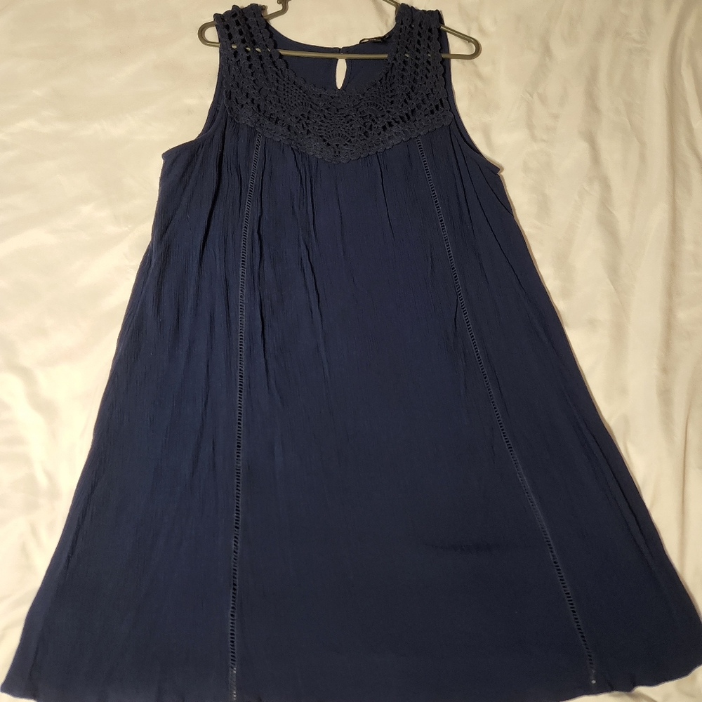 New Directions mini dress with crochet style detail